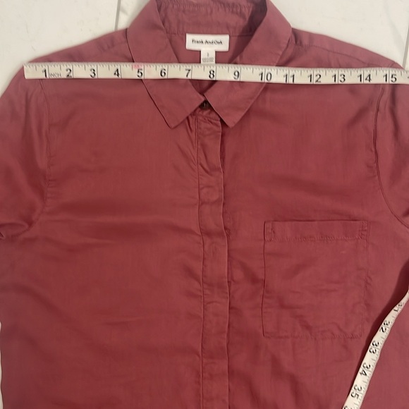 Frank & Oak Dusty Rose Button Down Shirt Long Sleeve Button Cuff Pocket Size S - Picture 11 of 14